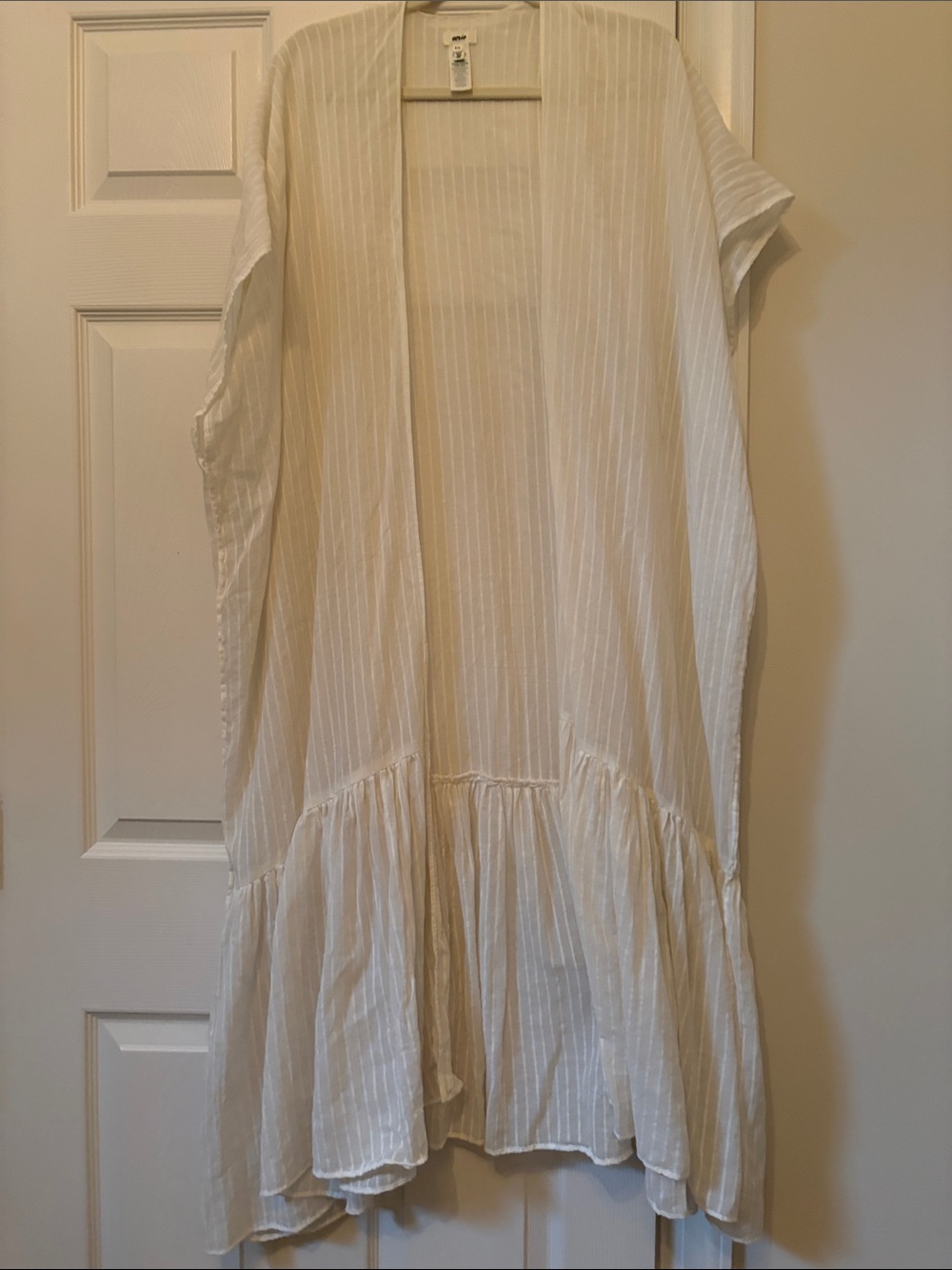 AERIE Lightweight White Striped Bathing Suite Cover up